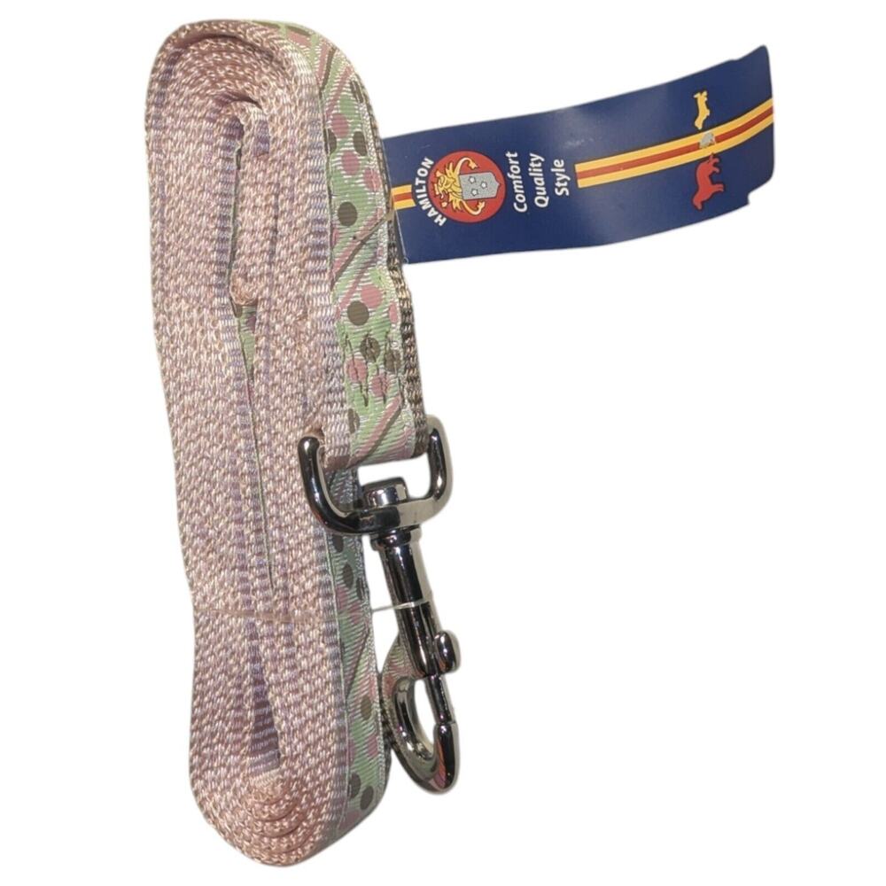 Hamilton 6' x 1" Nylon Lead Dog Leash With Swivel Snap Pink Polka Dot - New